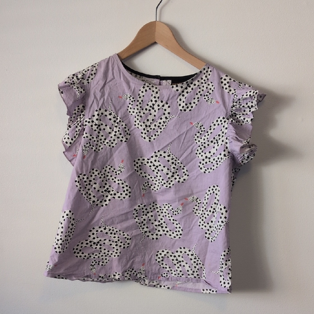 Nooworks Lilac Ruffle Sleeve Printed Top
